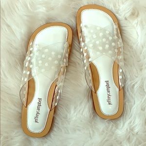 Jeffrey Campbell clear and white sandal/flip flop